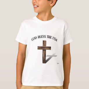 GOD BLESS THE USA with rugged cross T-Shirt
