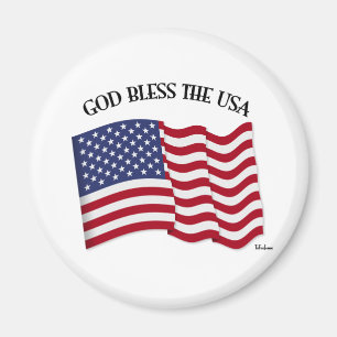 GOD BLESS THE USA with US flag Magnet