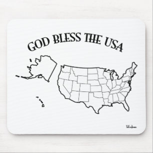 GOD BLESS THE USA with US outline Mouse Pad
