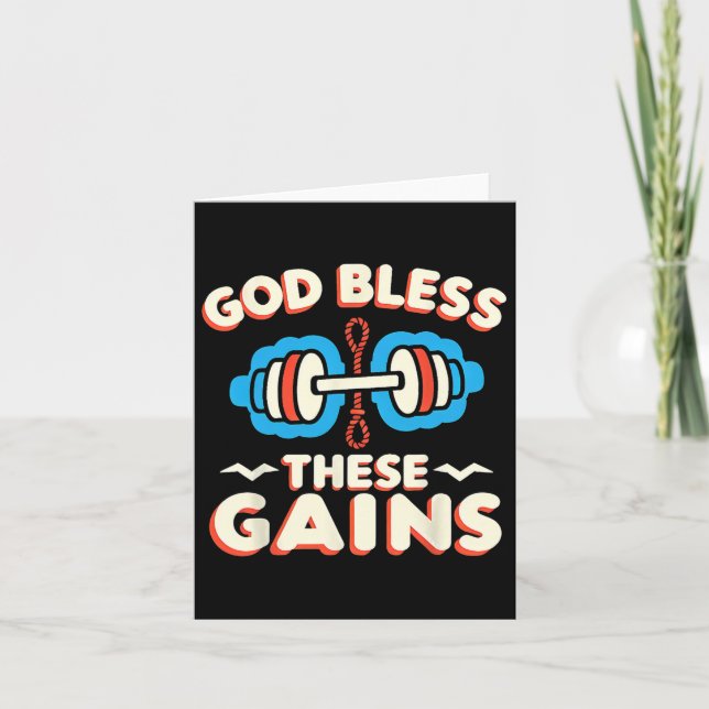 God Bless These Gains Muscle Bodybuilding --  Card (Front)