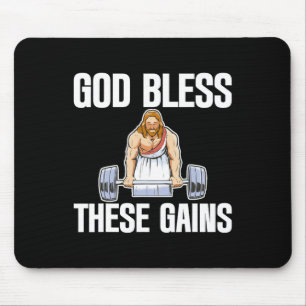 God Bless These Gains Muscle Bodybuilding ------- Mouse Pad