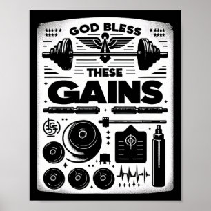 God Bless These Gains Muscle Bodybuilding -------- Poster