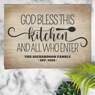 God Bless This Kitchen Family Name Towel