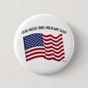 GOD BLESS THIS MILITARY DAD with US flag 2 Inch Round Button