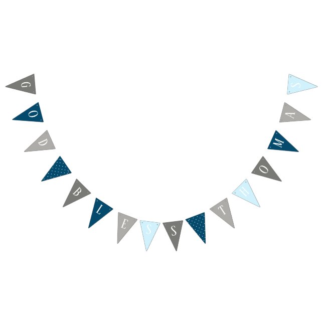 God Bless Thomas Blue and Grey Baptism Banner (All)