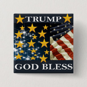 GOD BLESS TRUMP 2 INCH SQUARE BUTTON