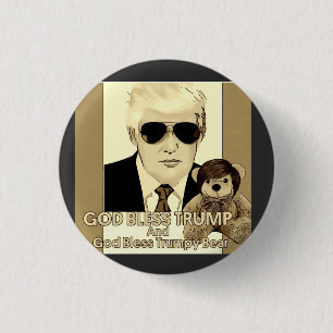God Bless Trump and Trumpy Bear 1 Inch Round Button