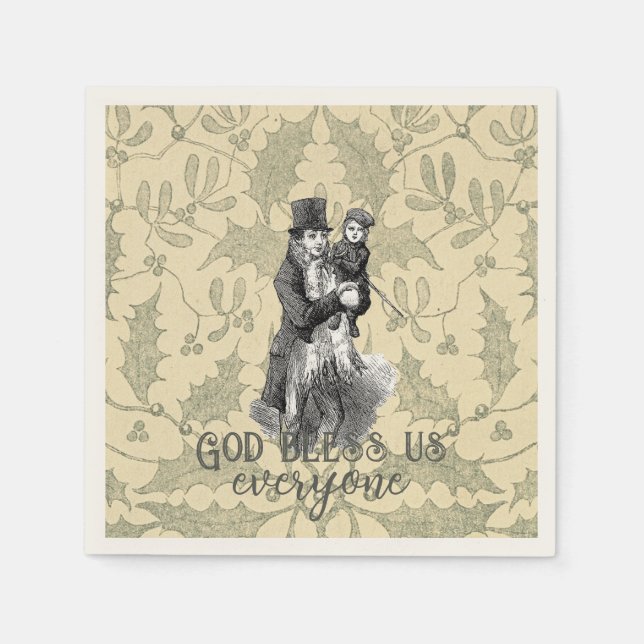 God bless us everyone Dickens Christmas Carol Napkin (Front)