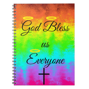 "God Bless Us Everyone" Rainbow Spiral Notebook