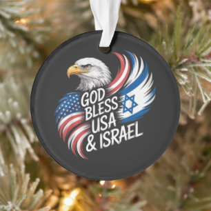 God Bless USA Israel Ornament