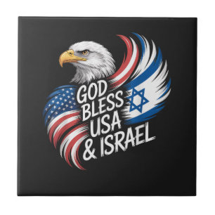 God Bless USA Israel Tile