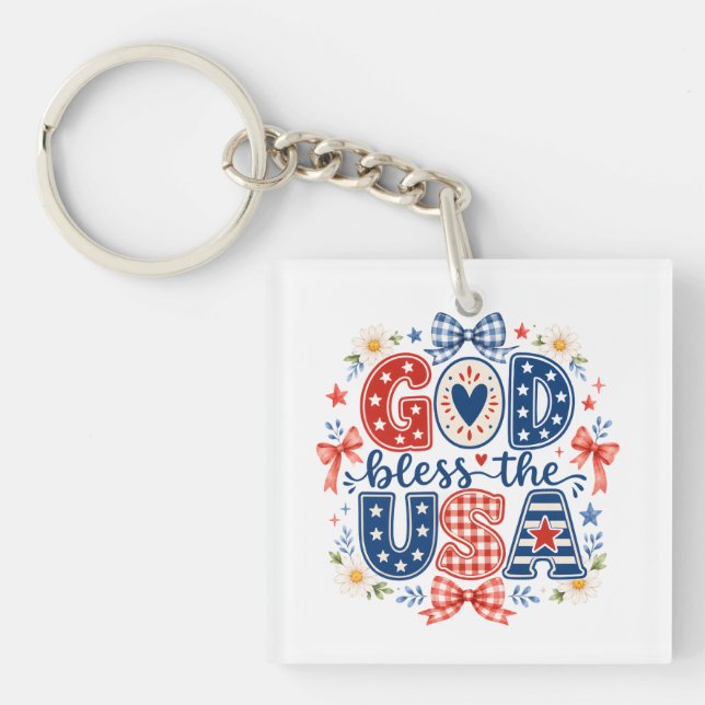 God bless USA Keychain (Front)