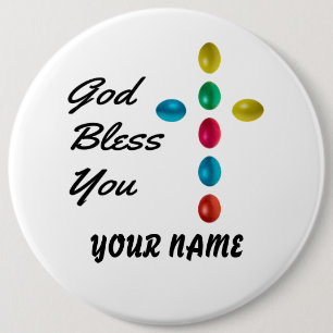 God Bless You 6 Inch Round Button