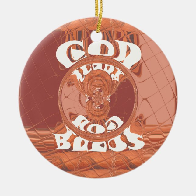 God Bless You – African-Inspired Spiritual Print  Ceramic Ornament (Front)