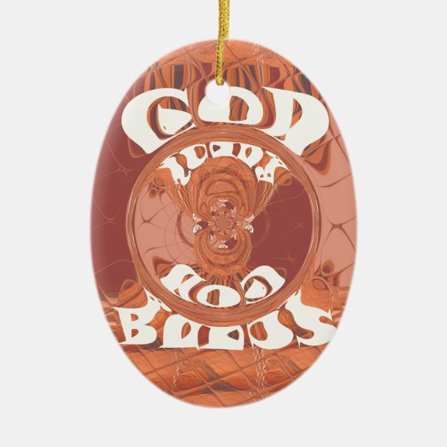 God Bless You – African-Inspired Spiritual Print  Ceramic Ornament (Front)