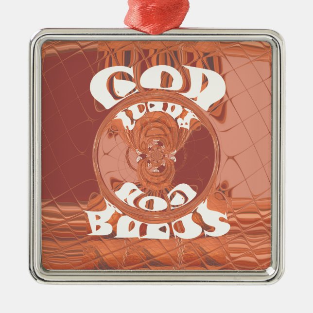 God Bless You – African-Inspired Spiritual Print  Metal Ornament (Front)