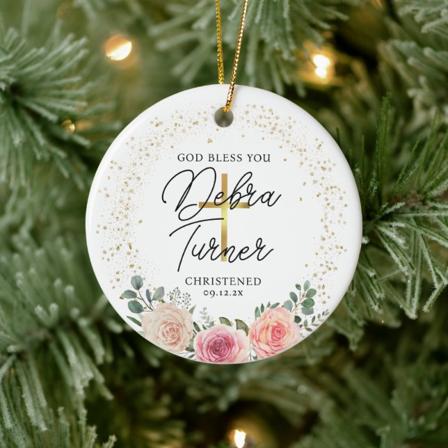 God Bless You Baptism Christmas  Ceramic Ornament (Tree)
