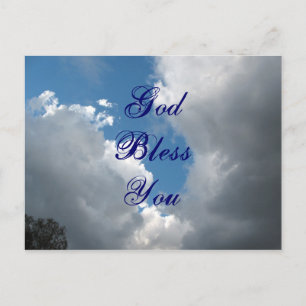 God Bless You clouds Postcard