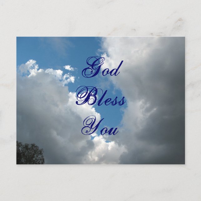 God Bless You clouds Postcard (Front)