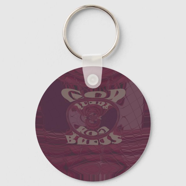 God Bless You Giraffes Art Print/Design Keychain (Front)
