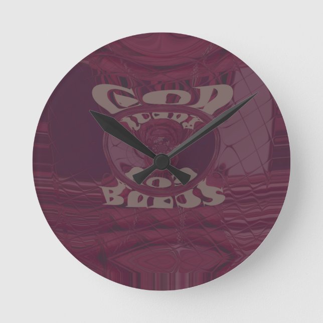 God Bless You Giraffes Art Print/Design Round Clock (Front)