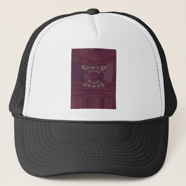 God Bless You Giraffes Art Print/Design Trucker Hat (Front)