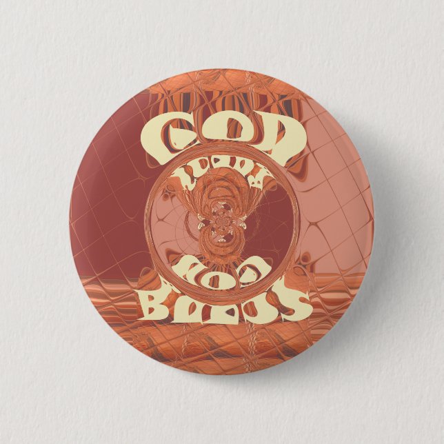 God Bless You Inspirational Text Design.  2 Inch Round Button (Front)