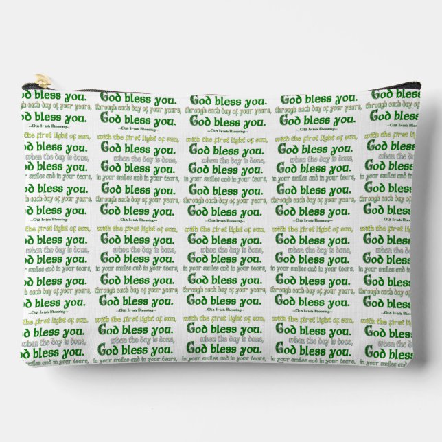 God Bless You Irish Blessing Accessory Pouch (Front)