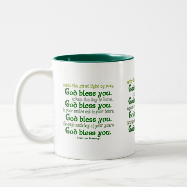 God Bless You Irish Blessing Two-Tone Coffee Mug (Left)