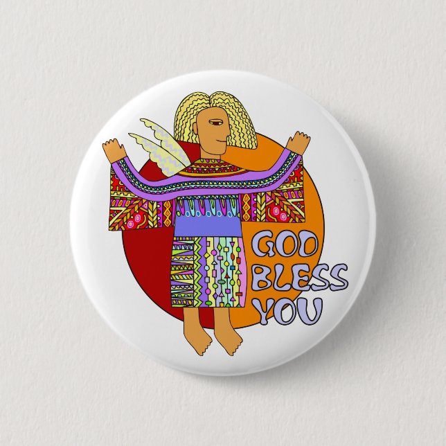 God Bless You | transparenter Hintergrund 2 Inch Round Button (Front)