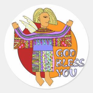 God Bless You   transparenter Hintergrund Classic Round Sticker