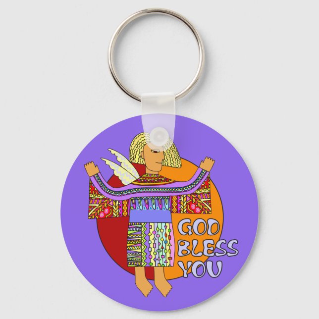 God Bless You | violet Keychain (Front)