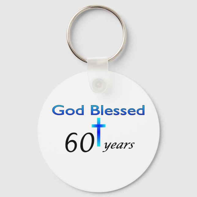 God Blessed 60 years birthday gift Keychain (Front)