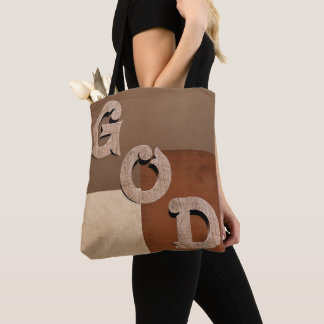 "GOD" bold statement Beige & Brown Shoulder Tote Bag