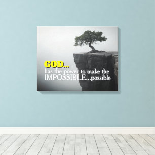 God Can Make Impossible Possible -Cliffside Tree Canvas Print