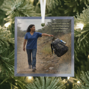 God cares for you glass ornament