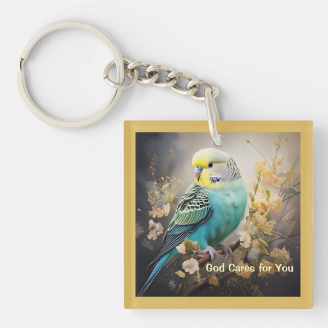 God Cares for You, Parakeet Keychain (Front)