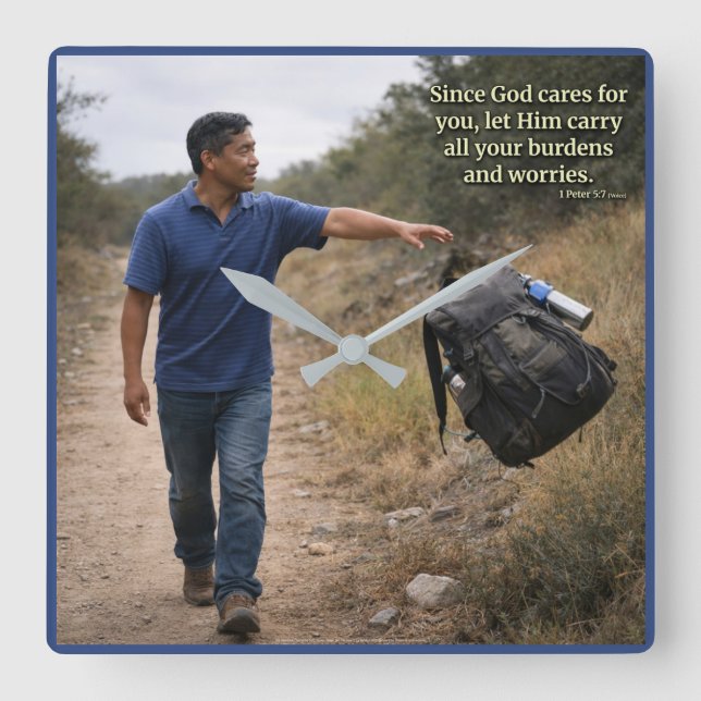 God cares for you square wall clock (Front)