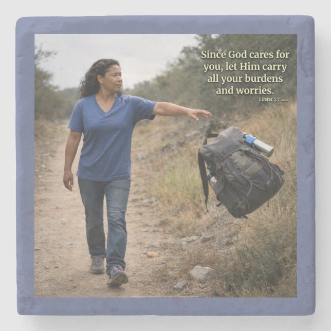 God cares for you stone coaster (Front)