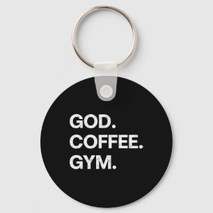 God Coffee Gym Funny Christian Workout Tee Jesus M Keychain