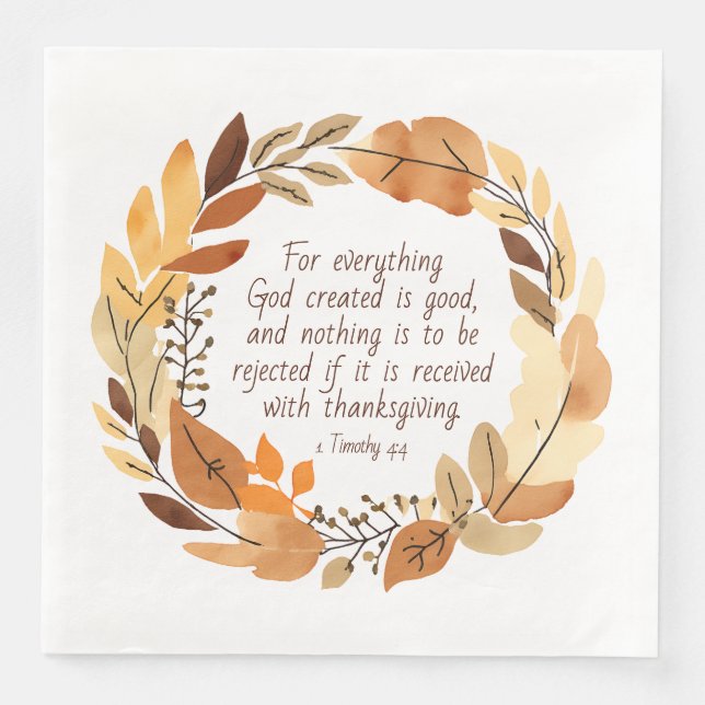 God Created Good | Thanksgiving Wreath | Neutrals Napkin (Front)