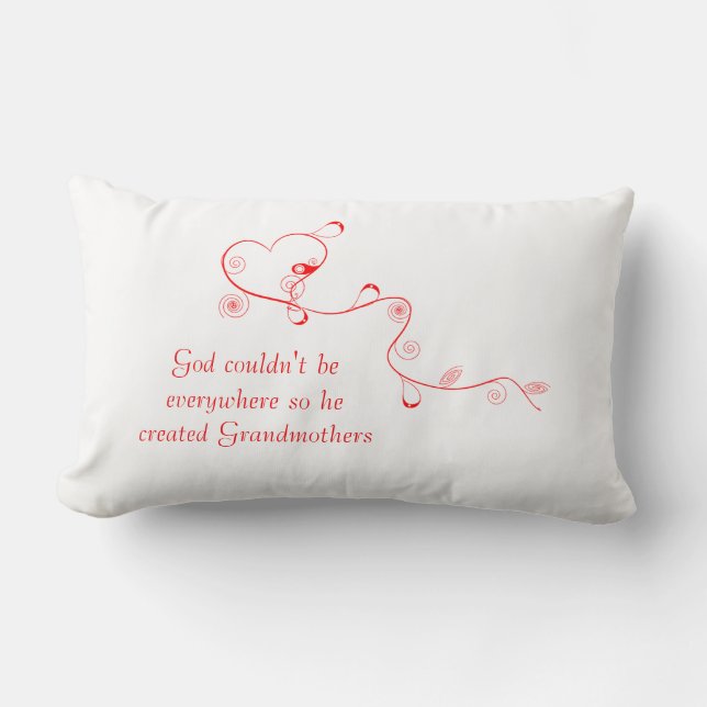 God Created Grandmothers-Red Heart on a String Lumbar Pillow (Front)