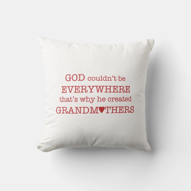God Created Grandmothers-Red Throw Pillow (Front)