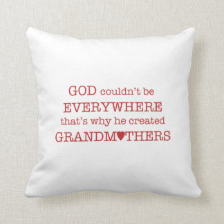 God Created Grandmothers-Red Throw Pillow