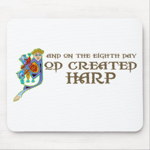 God Created Harp Mouse Pad