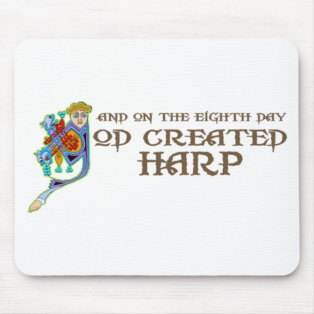 God Created Harp Mouse Pad (Front)