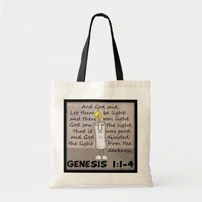 God Created Light-Genesis-Candlestick Character Tote Bag (Front)