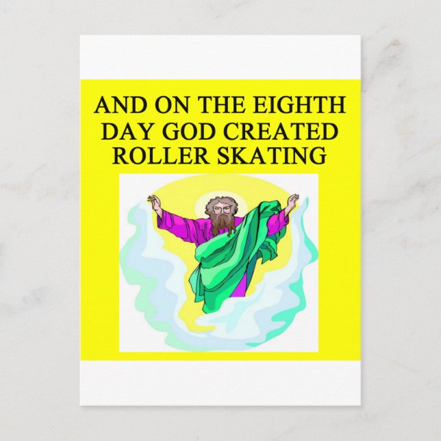 god created roller skating postcard (Front)