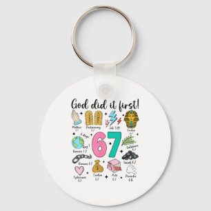 God Did It First 67 Six Seven Meme Jesus Christ Bi Keychain