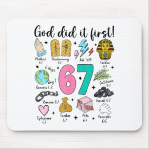 God Did It First 67 Six Seven Meme Jesus Christ Bi Mouse Pad